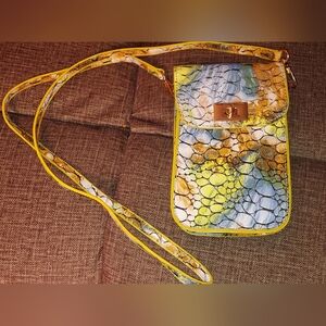 Chic Yellow and Blue Phone Touchscreen Case Crossbody Purse